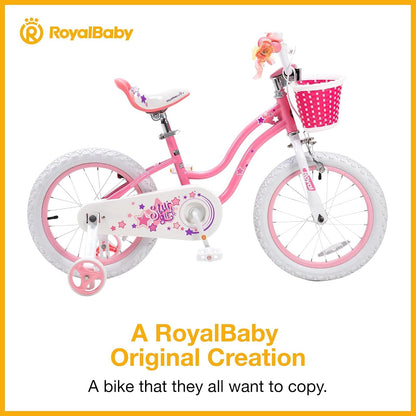 Royalbaby Stargirl - Bicicleta Infantil para niñas de 12 a 14 a 16 a 18 Pulgadas con Cesta para niños de 3 a 10 años