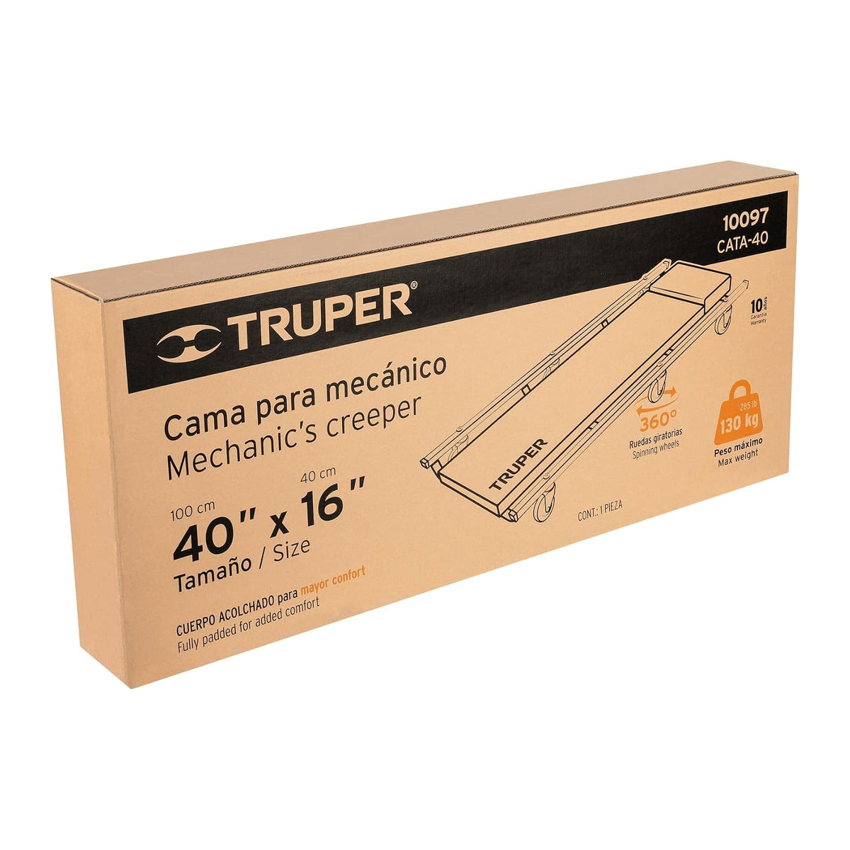 Truper CATA-40, Cama de taller, en acero al carbono, 40"