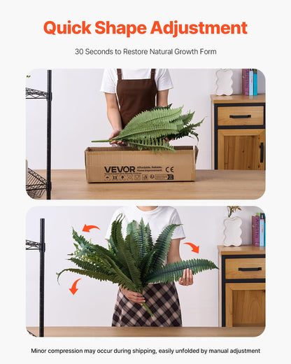 VEVOR Helechos Artificiales de Plástico, Diámetro Natural de 100-119 cm, Decoración de Pared con 88 Ramas, para Casa, Oficina y Exterior, Maceta no Incluida, 720 x 250 x 250 mm, Verde, 1 Pieza