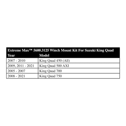 Extreme MAX 5600.3125 ATV Soporte de cabrestante para Suzuki King Quad 450/500/700/750