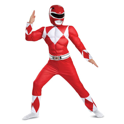 Disguise Red Ranger Classic Muscle - Disfraz infantil rojo, talla L (10-12) - Grande (10-12) - Rojo