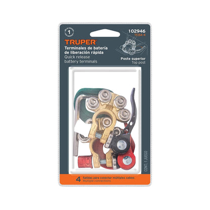 TRUPER TEBA-4, Blíster 2 terminales para batería, desconexión rápida