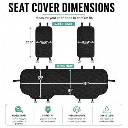FH Group FH1026BLACK-AVC Cojines de Asiento Trasero Neosupreme con Respaldo Antideslizante Ajuste Universal, Negro