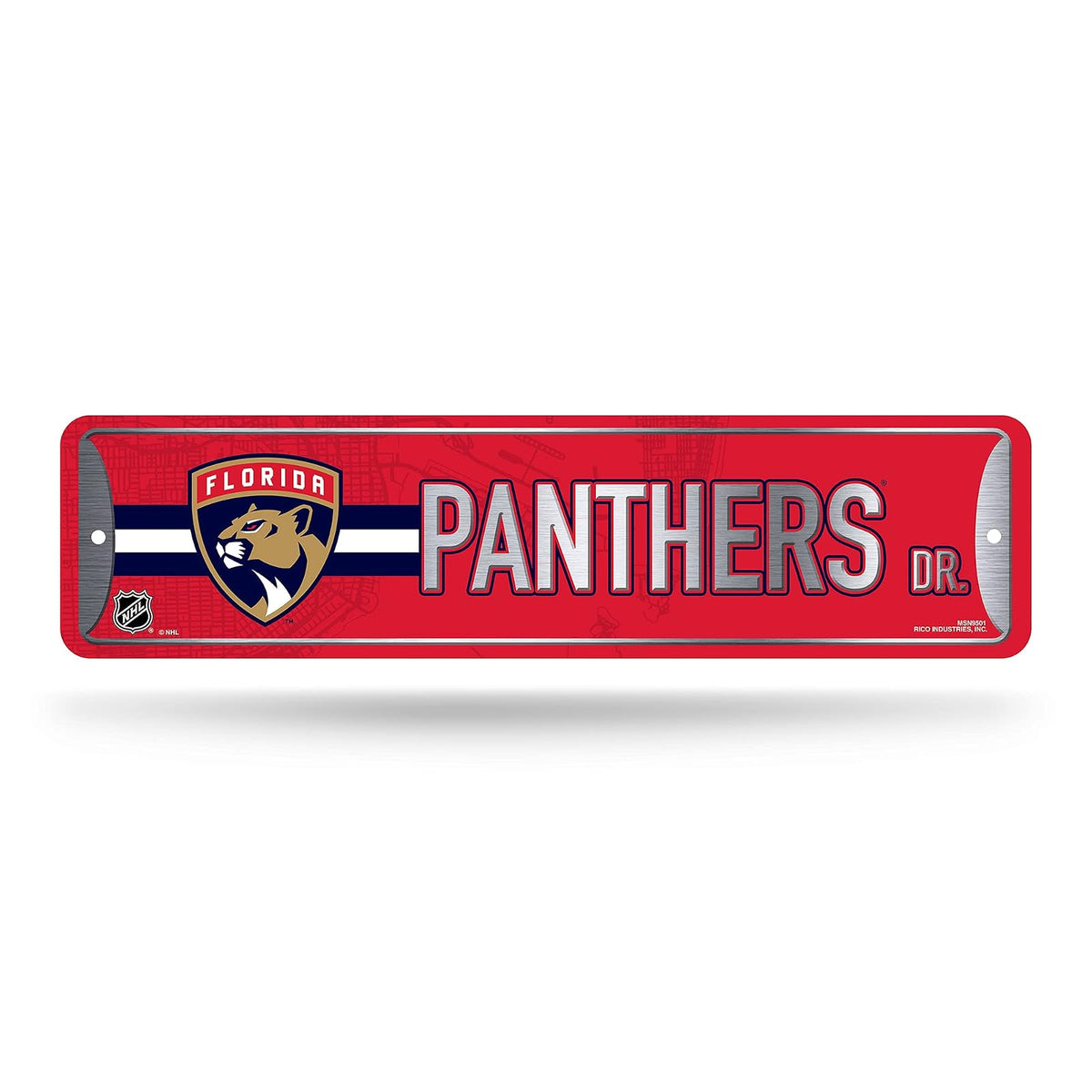 Rico Industries NHL Colorado Avalanche - Letrero de metal para decoración del hogar (4 x 15 pulgadas), ideal para el hogar, oficina, recámara y cueva de hombre, hecho en plata