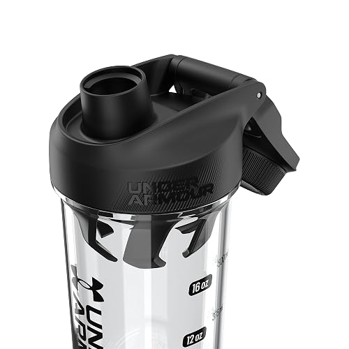 Under Armour UA Clarity - Botella mezcladora de 709.765 ml, transparente, color negro, OSFA
