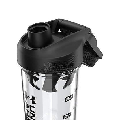 Under Armour UA Clarity - Botella mezcladora de 709.765 ml, transparente, color negro, OSFA