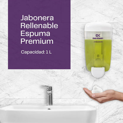 Gel Kleen. Jabonera Rellenable Jabón Espuma. 1000ml. Blanco