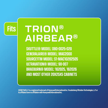 BestAir AB2025-11R AC Furnace Filter, 20" x 25" x 5", MERV 11, Fits 100%, for Trion Air Bear, Supreme, Skuttle, GeneralAire, Source1, Ultravation & Braeburn Models, 16" x 25" x 5", White, 2