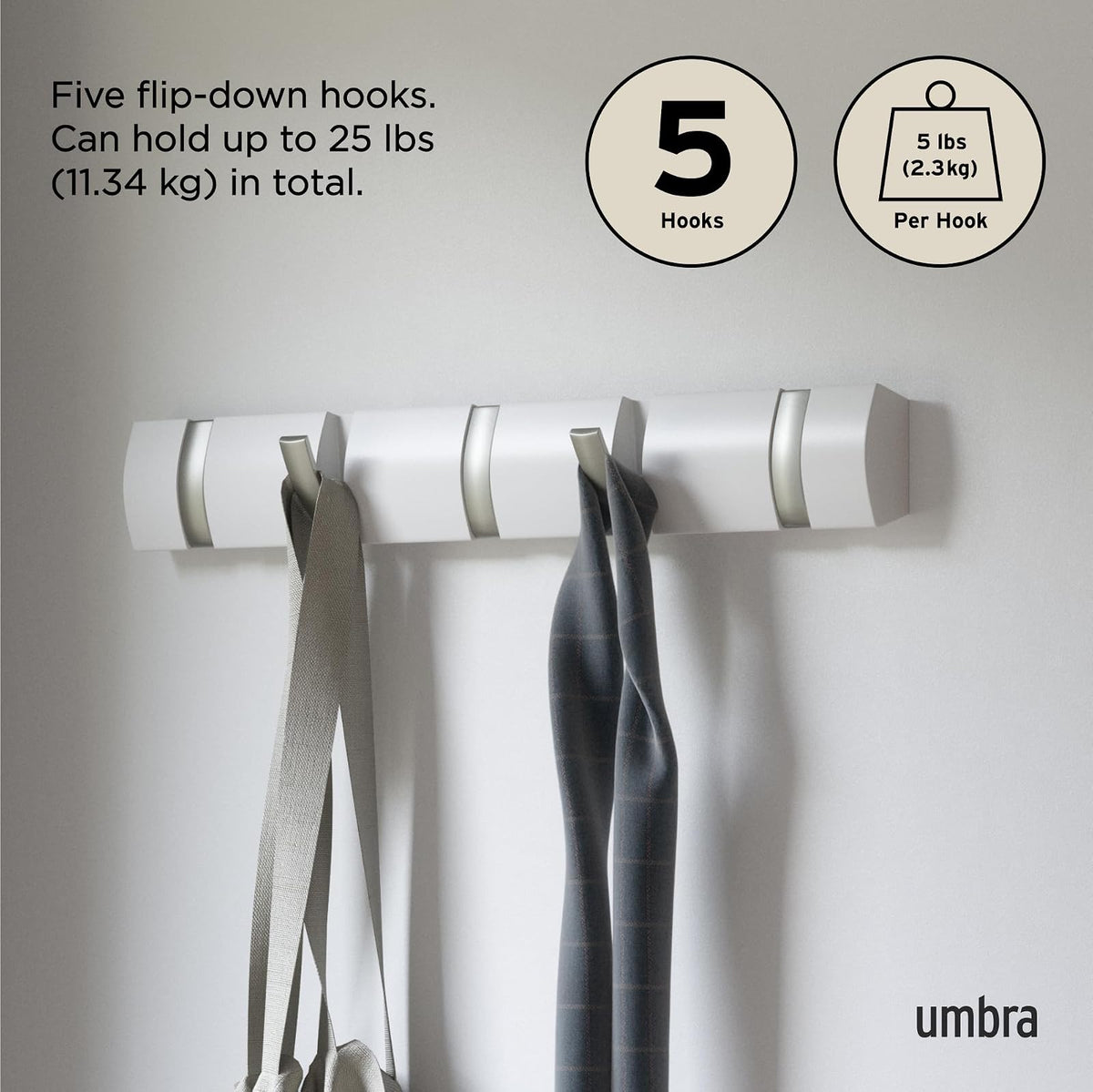umbra Flip 5 ganchos, Blanco