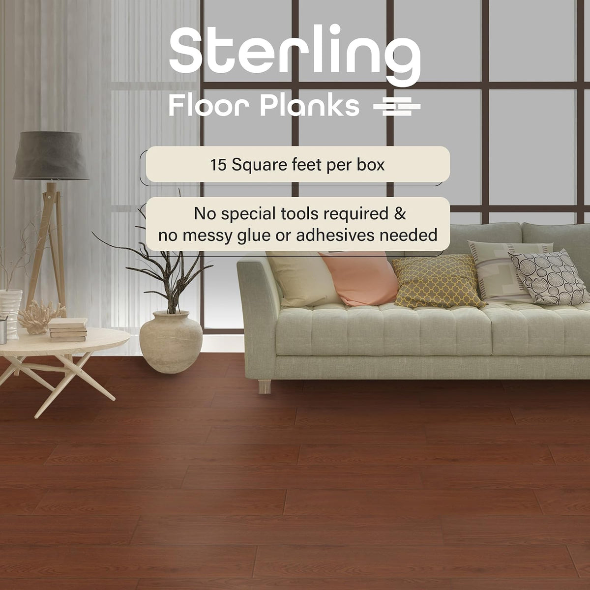 Achim Home Décor - Piso de vinilo de 1,2 mm, 10 tablones - 6 x 36 pulgadas, nogal, no necesita calcomanía, piso de bricolaje en relieve, sensación de grano de madera natural para cocina, comedor y
