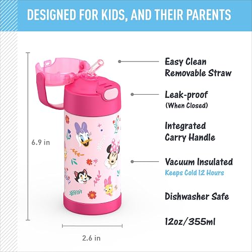 THERMOS FUNTAINER - Botella infantil de acero inoxidable de 12 onzas, preescolar Minnie