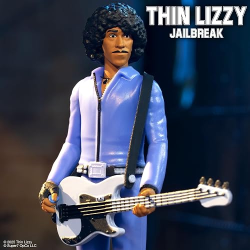 Super7 - Figura de reacción Delgada Lizzy Phil Lynott (Jailbreak) - Figura de acción Delgada Lizzy de 9,53 cm con Accesorio, colección de Rock clásico y Juguetes Retro