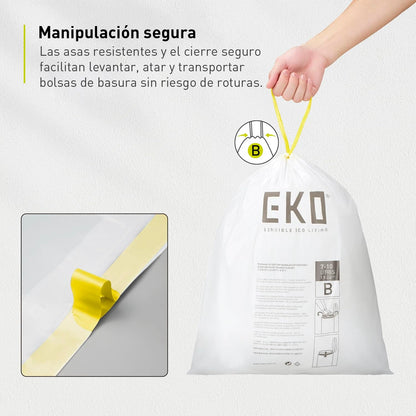 EKO Bolsas de Basura extrafuertes con cordón Tamaño B. 7-10 Litros. 80 unidades