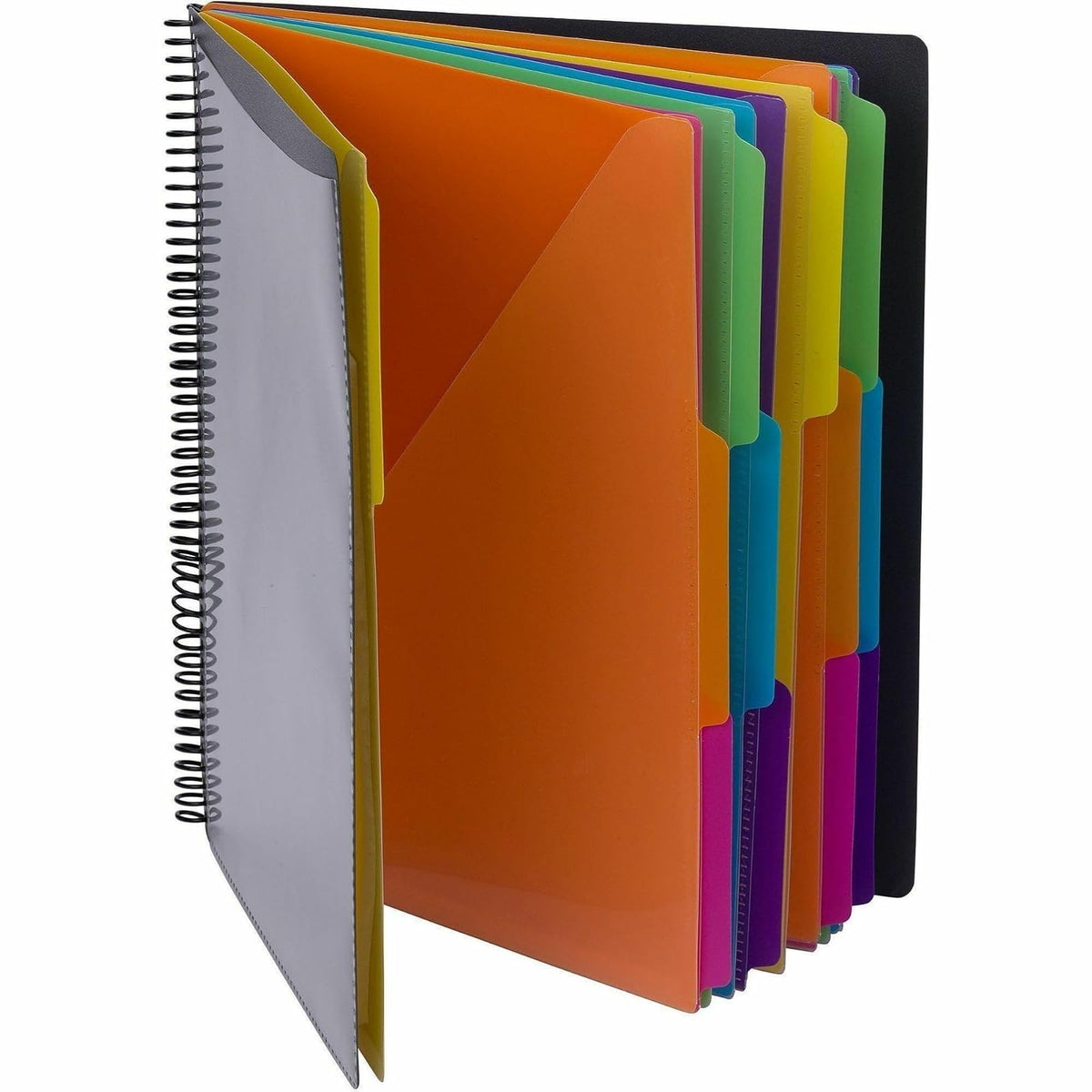 Smead 24 Pocket Poly Project Organizer, Letter Size, 1/3-Cut tab, Gray with Bright Colors (89206)