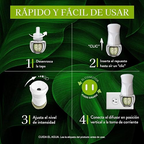 Air Wick Repuestos para Aromatizante Eléctrico, Aroma Turquoise Oasis, 4 Piezas de 20 ml c/u