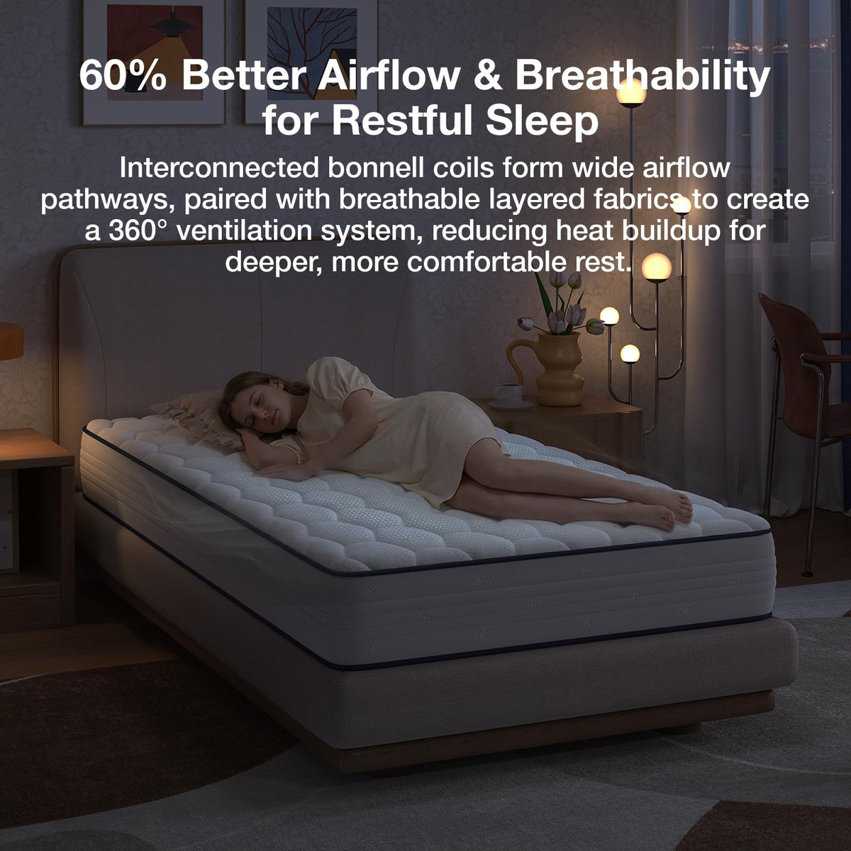 Novilla Colchón Doble de 8 Pulgadas, Bonnell Spring Hybrid con Soporte de | Capa de espuma adaptable, bocinas de acero para un apoyo duradero, comodidad de refrigeración, certificado CertiPUR-US