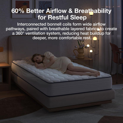 Novilla Colchón Doble de 8 Pulgadas, Bonnell Spring Hybrid con Soporte de | Capa de espuma adaptable, bocinas de acero para un apoyo duradero, comodidad de refrigeración, certificado CertiPUR-US