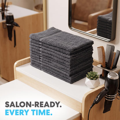 SIMPLI-MAGIC - Toallas de Mano de algodón de 16 x 27 Pulgadas (Paquete de 12) - Toallas Suaves para baño, Cocina, salón y Gimnasio (Gris)