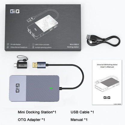 Estación de Acoplamiento USB GIQ USB C HUB USB 3.0 a Doble HDMI VGA Adaptador de Triple visualización USB C estación de Acoplamiento para portátil de Doble Monitor HDMI Splitter Extender Compatible