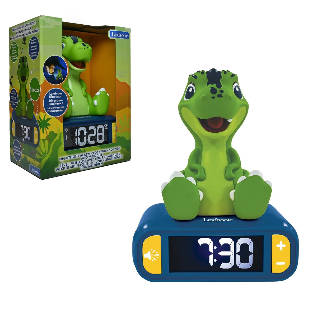Lexibook Disney Stitch Reloj Despertador con Luz Nocturna - Dinosaurio