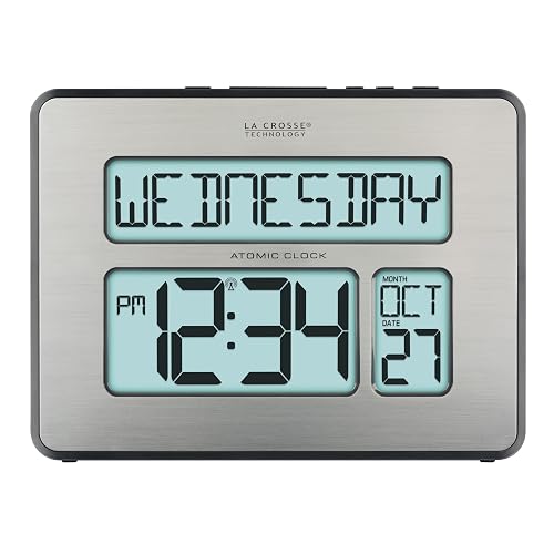 La Crosse Technology 513-1419BLv4-INT - Reloj de Calendario atómico Completo con dígitos Extra Grandes
