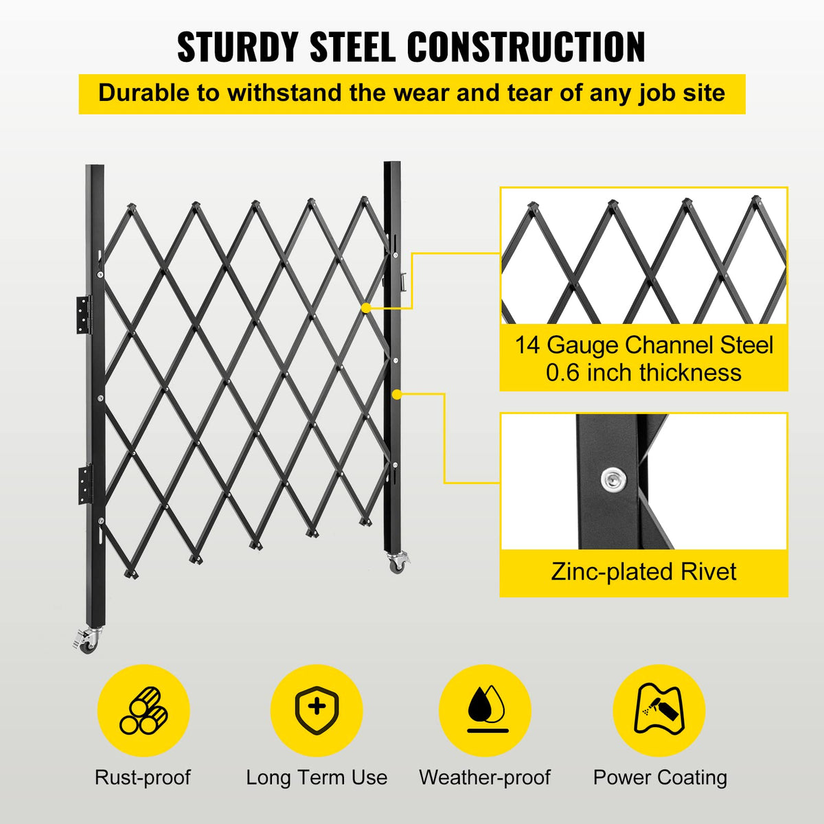 VEVOR Puerta de Seguridad Plegable Simple, Puerta de Seguridad en Acordeón de Acero, Puerta de Seguridad Expandible Flexible, Puerta de Tijera o Puerta con Candado, Peso del Artículo 8,1 kg