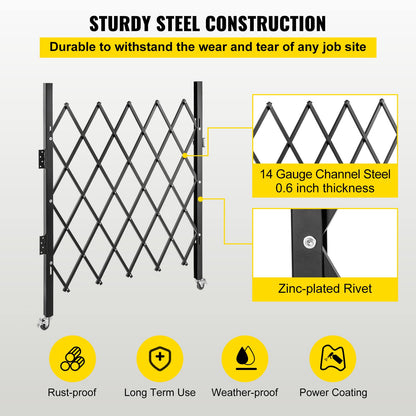 VEVOR Puerta de Seguridad Plegable Simple, Puerta de Seguridad en Acordeón de Acero, Puerta de Seguridad Expandible Flexible, Puerta de Tijera o Puerta con Candado, Peso del Artículo 8,1 kg