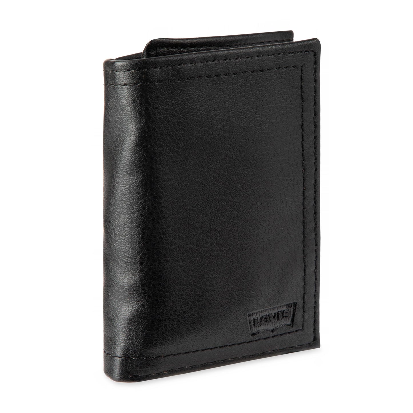 Levi's Men's Trifold Wallet - Sleek and Slim Includes ID Window and Credit Card Holder,Black Embossed Logo