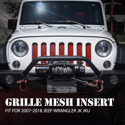 Xprite Parrilla Frontal de Malla de Aleación de Aluminio Roja para Jeep Wrangler JK 2007-2018, ZS-0001R