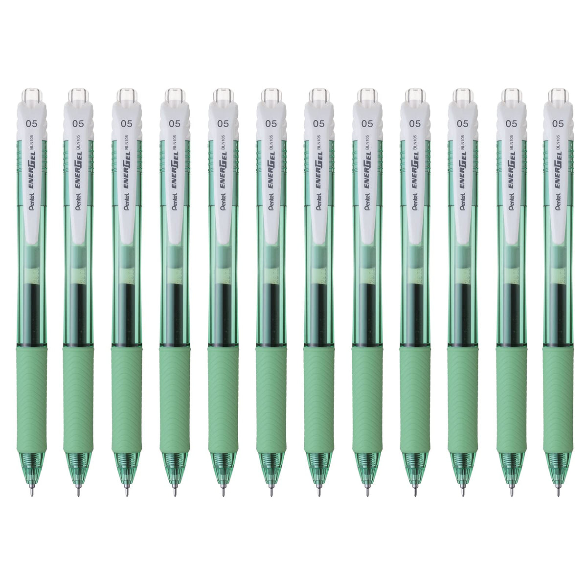 Pentel EnerGel-X Bolígrafo Retráctil Tinta Gel 0.5 mm, 12 Piezas - Verde Pastel