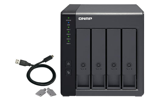 QNAP TR-004 Caja de Hardware Raid/Das USB 3.0 Tipo C (5Gbps) de 4 bahías, Compatible con HDD SATA de 3,5 "y SSD SATA de 2,5". Unidad de expansión para computadoras Windows, Mac, Linux o QNAP NAS
