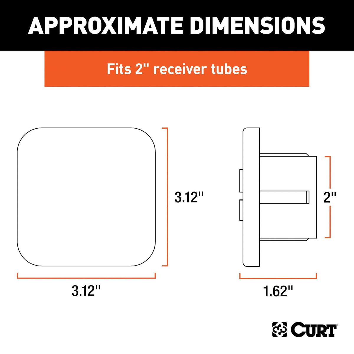 CURT Cubierta de Enganche de Remolque de Goma 22276 para Receptor de 2 in, Negro