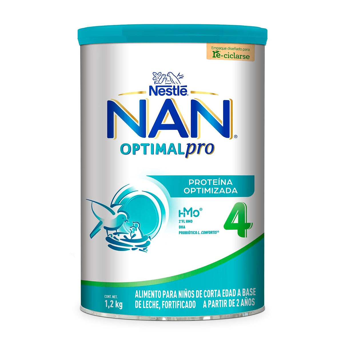 NAN 4 Optimal Pro, Alimento Para Niños A Base de Leche, 2 Años, Lata 1.2 kg