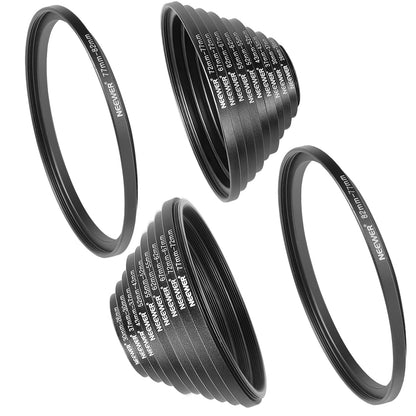 Neewer Kit de 20 Anillos adaptadores de Filtro de Lente de Metal Negro anodizado Que Incluye 10 Piezas de Anillo Adaptador Step Up + 10 Piezas de Anillo Adaptador Reductor