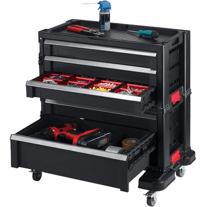 KETER Caja de Herramientas con 5 Cajones y Sistema de Bloqueo, Estructura Modular, Perfecto Organizador para Herramientas, Color Negro