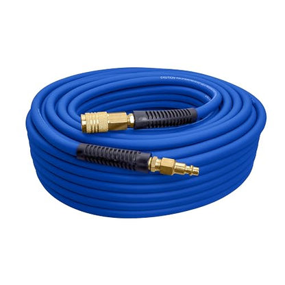 Estwing E3850PVCR - Manguera de aire híbrida de PVC/goma de 3/8" x 50' con accesorios de latón de 1/4", color azul