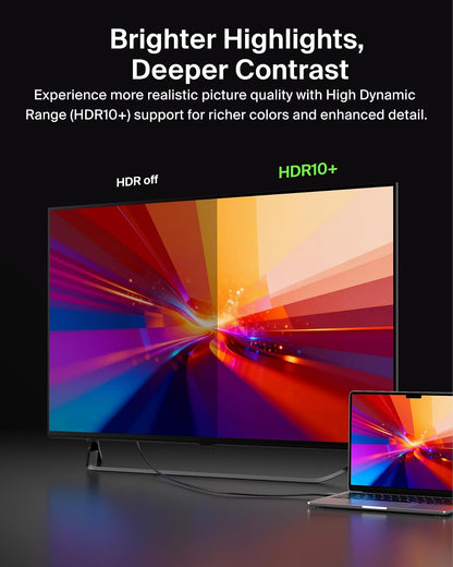 Belkin USB Type C to HDMI 2.1 Cable, 6.6FT/2M Cable with 8K@60Hz, 4K@144Hz, HDR, HBR3, DSC, HDCP 2.2, Works with Chromebook Certified, Compatible with MacBook, iPad Pro and Other USB C Devices
