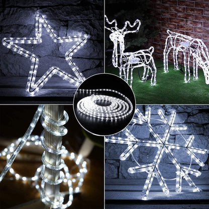Dosyu 10M Transparente LED Navideña, 200LED 110V 2 cables Cuttable de Navidad Luces, 200 LED a prueba de agua al aire libre caliente luces de la cuerda para la cubierta(Blanco Frio)