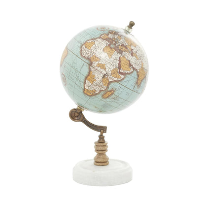 Deco 79 Globo de mármol con Base de mármol, 7 x 7 x 11 Pulgadas, Verde Azulado