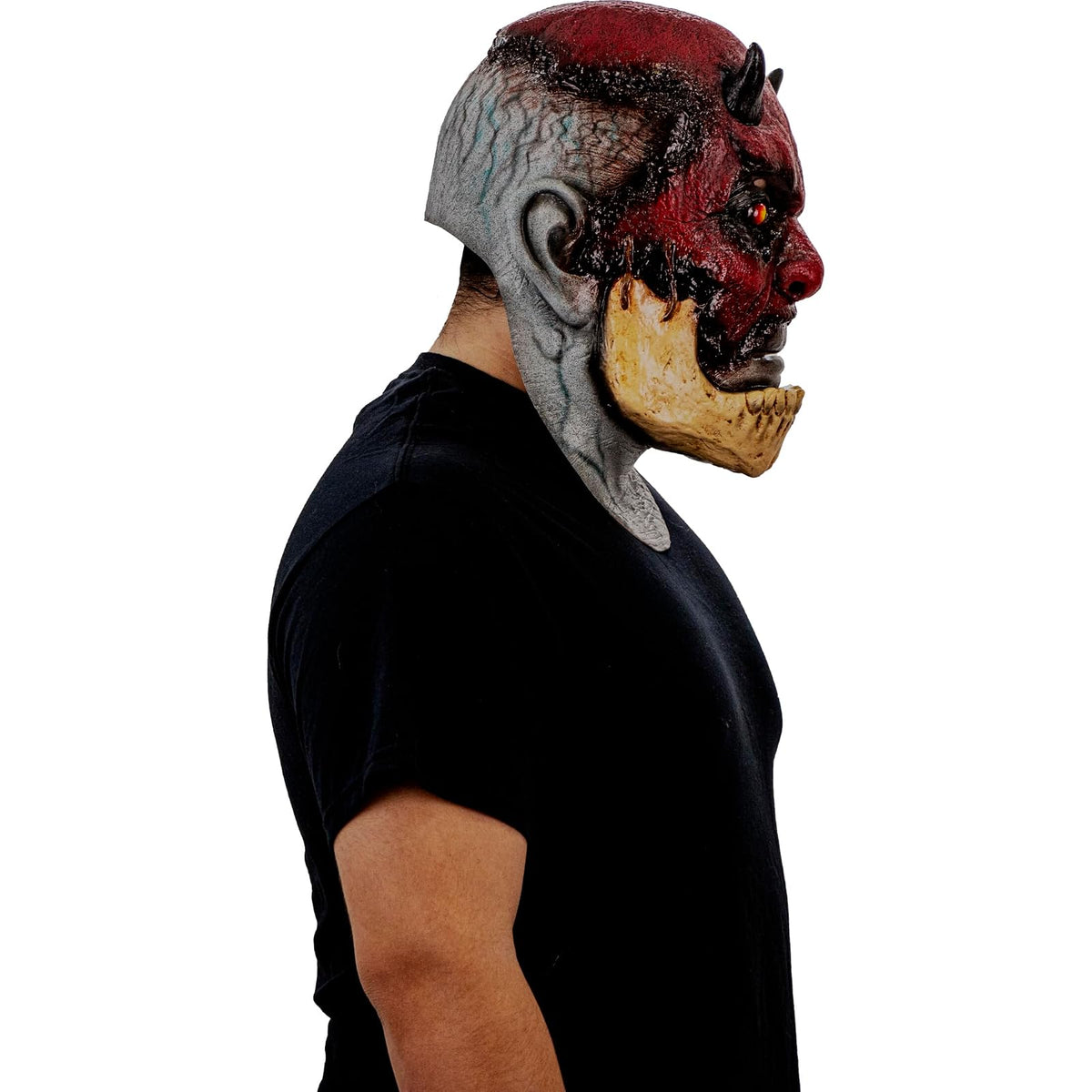 Ghoulish Productions Máscara De Látex Cracked Evil, Accesorio Látex Cosplay Demonio Rojo, Disfraz Aterrador para Halloween y Fiestas Temáticas, Cosplay Monstruo Maldito, Diseño Artesanal
