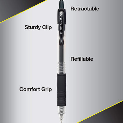 Pilot G2 - Bolígrafos Retráctiles de Calidad Superior, Tinta de Gel y Punta Fina