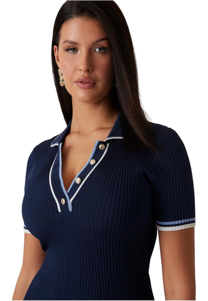 GUESS Thalia Polo Neck SS Dress SWTR Vestido Mujer