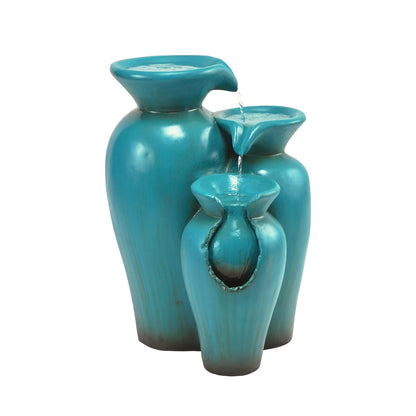 Alpine Corporation 21" Tall Turquoise Fountain Pot Decoration