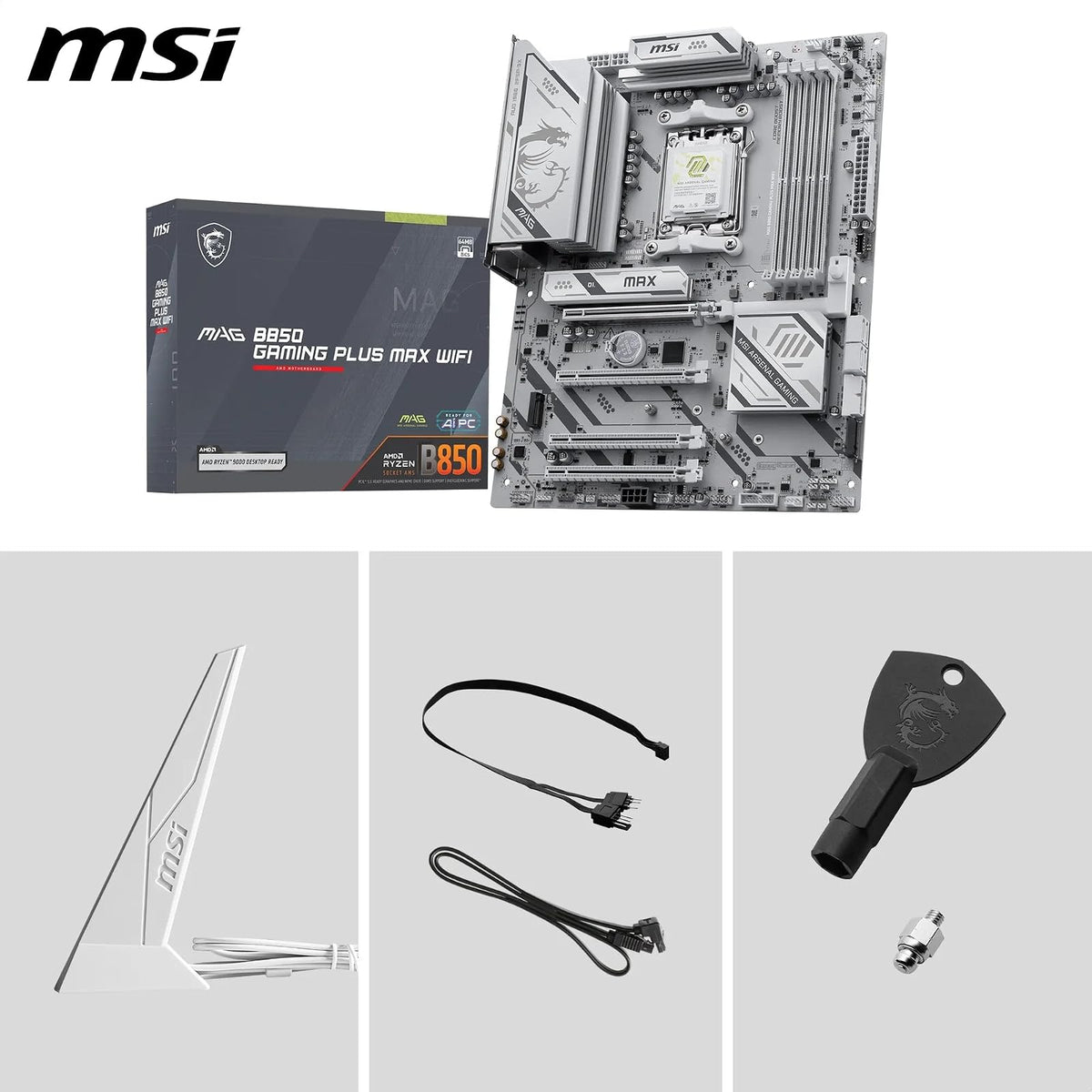 MSI mag B850 Gaming Plus MAX WiFi Motherboard, ATX - Compatible con procesadores AMD Ryzen 9000/8000/7000, AM5, DDR5 Memory Boost (hasta 8200+ MT/s OC), PCIe 5.0 x16, M.2 Gen5, Wi-Fi 7, 5G LAN