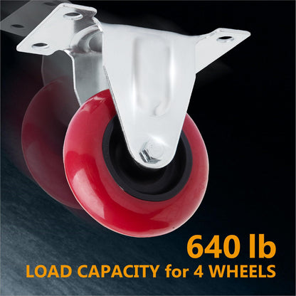 POWERTEC Ruedas fijas de 3 pulgadas con cargas de 600 libras, ruedas de placa de alta resistencia, ruedas rígidas de goma fijas para muebles, carros, carros y bancos de trabajo (17207)