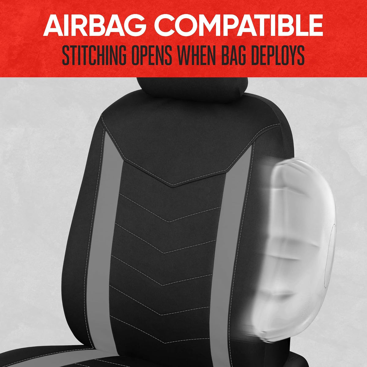 Motor Trend Funda de Asiento de Automóvil de Neopreno Impermeable, Ajuste Universal, Negro y Gris