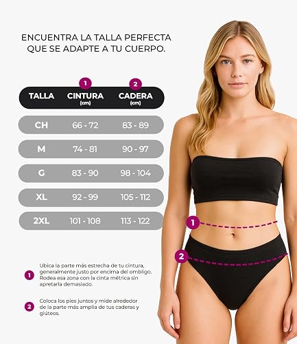 BODYcontrol Calzones de Mujer Algodón Corte Bikini Pack, Bikinis Básicos Cómodos, Ropa Interior Mujer Lencería Dama Bragas Pantaletas Panties Stretch Suaves Ideal Set Diario 2986