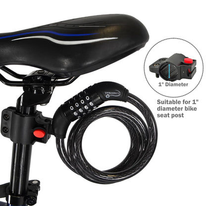 Lumintrail - Candados para bicicleta de 4 pies, paquete de 2 unidades resistentes antirrobo con combinaciones, bloqueo de cable de bicicleta con soporte de montaje (2 unidades, negro)