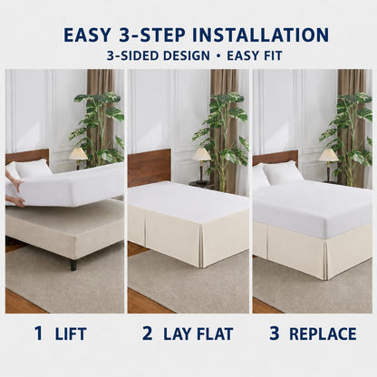 Cathay Home - Falda de Cama Plisada de Microfibra de Doble Cepillado de fácil Ajuste, Ultra Suave, Resistente a la decoloración y a Las Arrugas, Leche de Coco, tamaño Queen