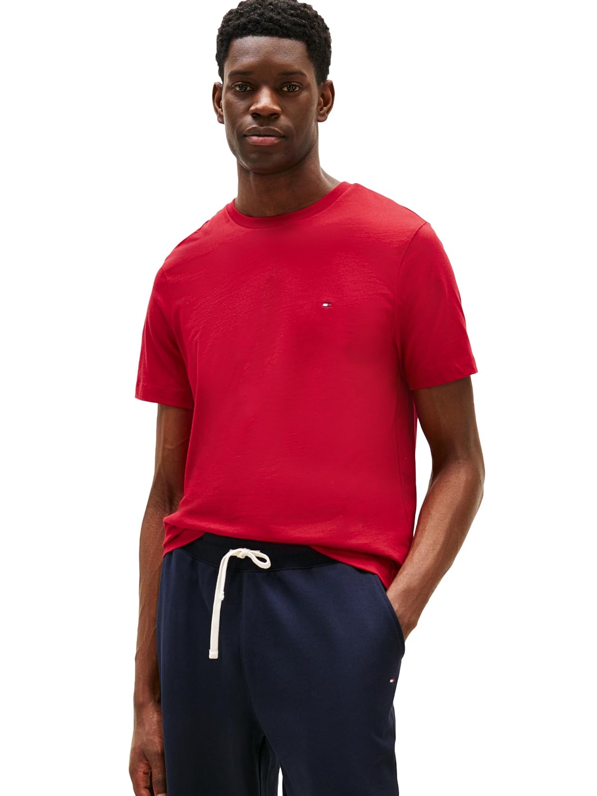Tommy Hilfiger - Camisetas de Manga Corta de algodón con Cuello Redondo para Hombre, Ajuste Regular